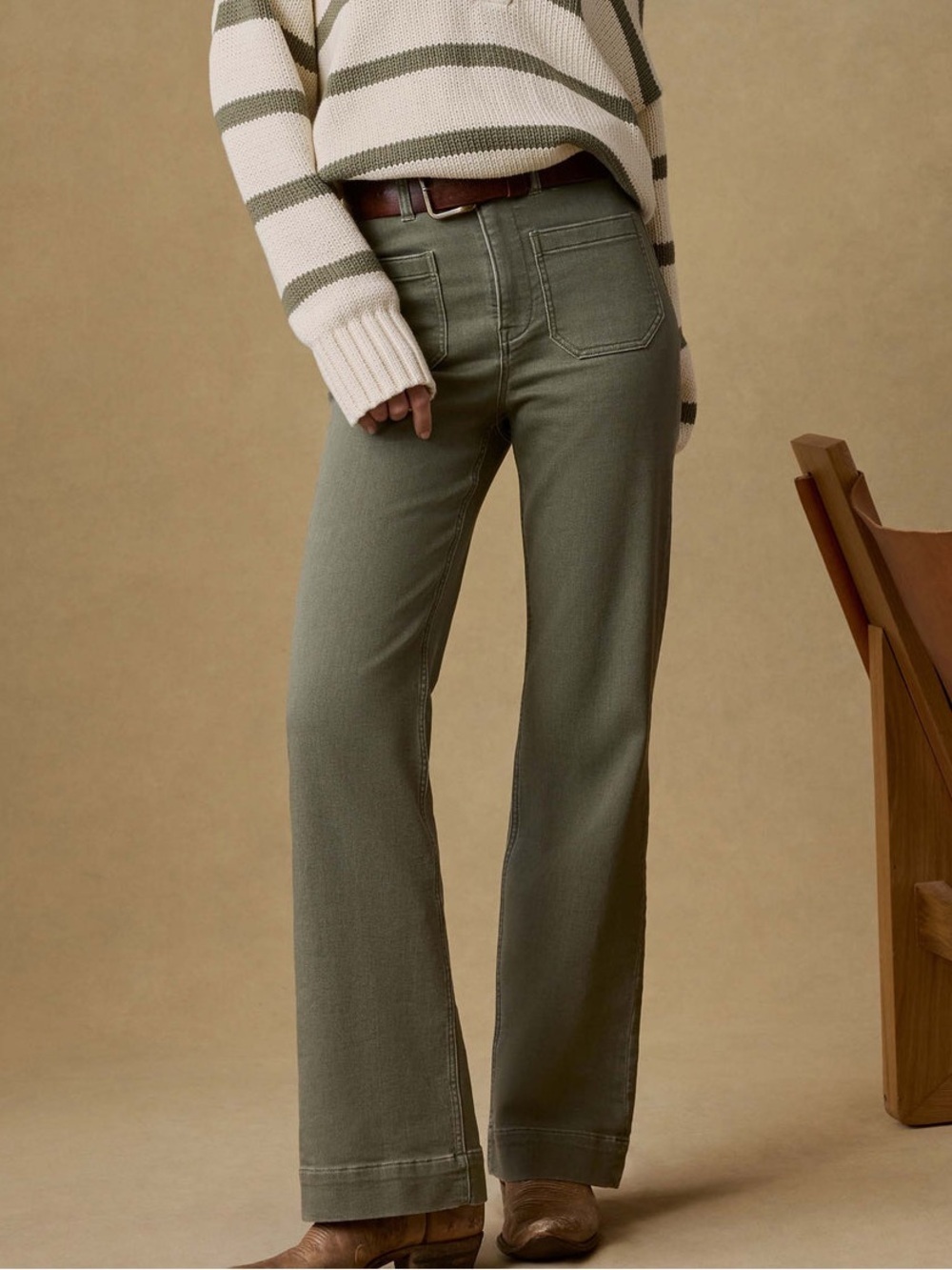 Faherty Stretch Terry Patch Pocket Pant - Island Olive - Size 26